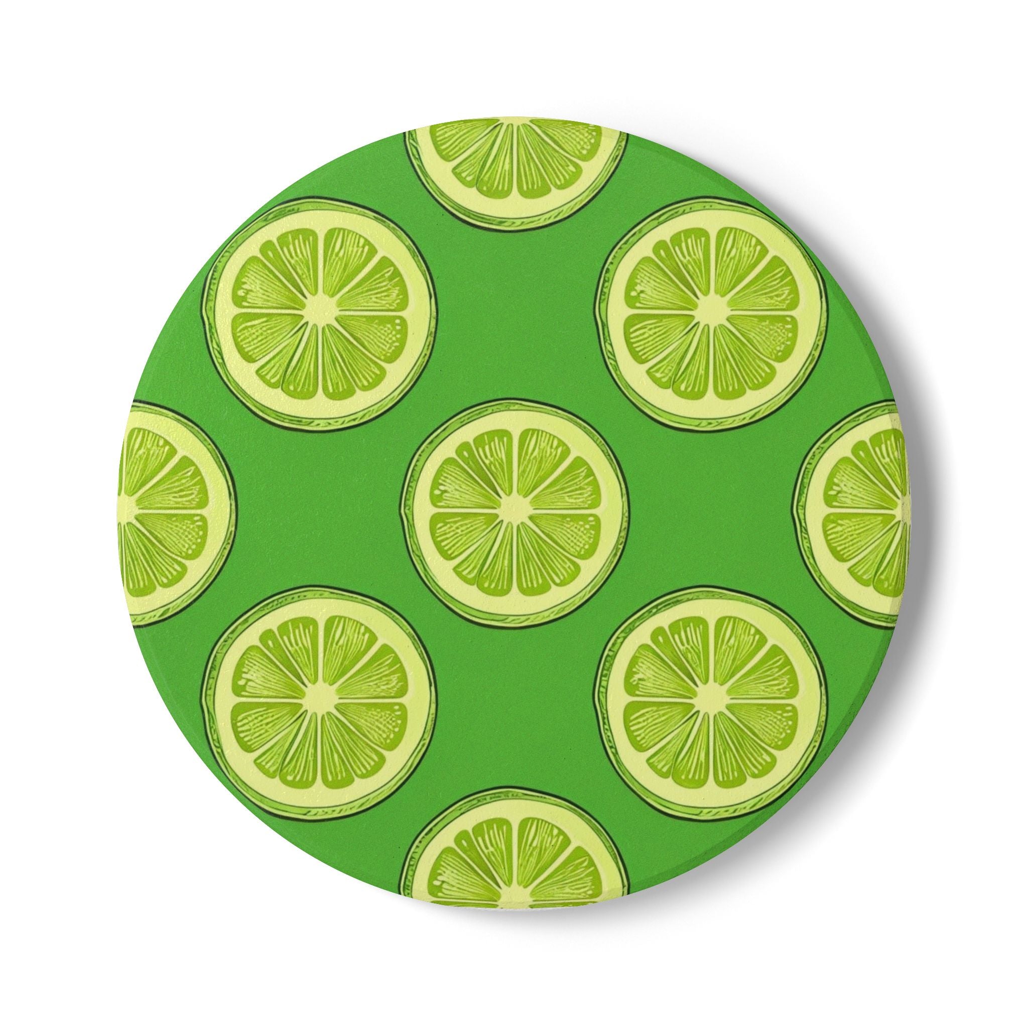 Lime Slice Ceramic Coaster — Bright Citrus Drink Coaster